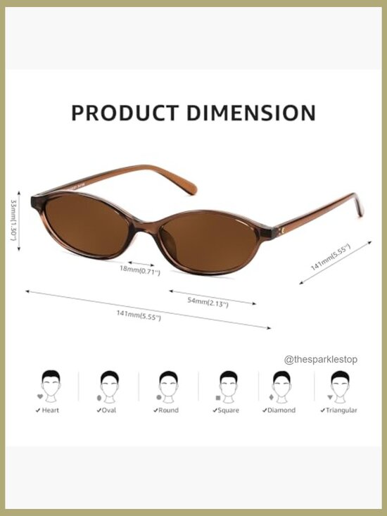 Retro Oval Cat Eye Sunglasses Lightweight UV400 Protection Polycarbonate